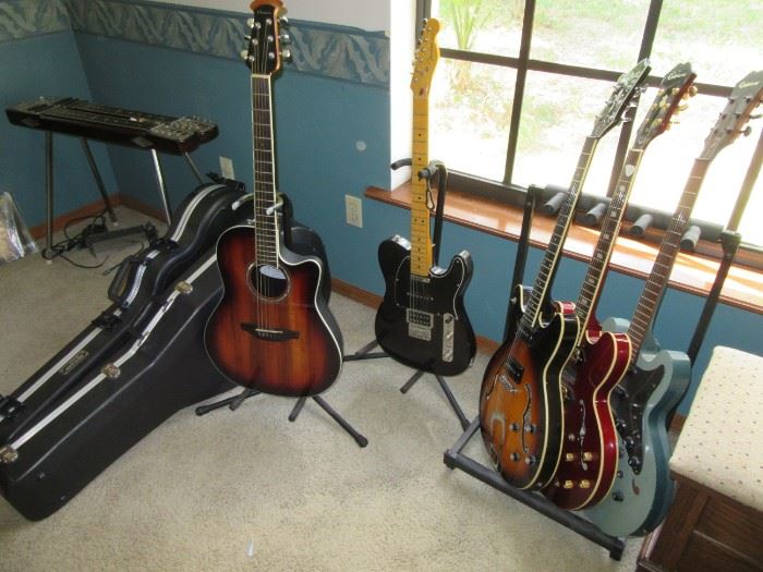 Ovation, Fender, Epiphone, Hagstrom, old Fender steel guitar