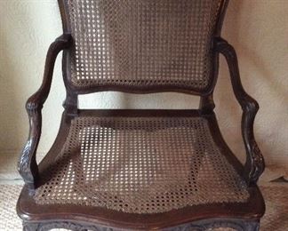 SET of 2. Reproduction 18th century cane chairs- imported from France 28w x 20d x 39.5h