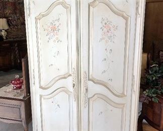 Ethan Allen hand painted armoire. Has 2 shelves inside and lots of drawer space. Plenty of space to hide a TV.        21l x 16w x 80h