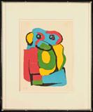 LTD. ED. MULTI COLORED LITHOGRAPH. SIGNED K A (KARL APPLE). #237/900. LUCITE FRAME. GOOD. 14 1/2" H X 11" W.