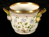 ROYAL COPENHAGEN "FLORA DANICA" ICE BUCKET. "POTENTILLA" PATTERN. GOOD. 5" H X 8" W.