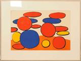 CALDER LITHOGRAPH. LTD. ED. 19/95. SIGNED. FRAMED. GOOD. 28" H X 42 1/2" W.
