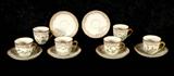 6 ROYAL COPENHAGEN "FLORA DANICA" CUPS & SAUCERS. CONSISTING OF 6 CUPS & 6 SAUCERS. "POTENTILLA" PATTERN. GOOD. C= 2 3/4" H X 2 7/8" DIA. S= 5 3/8 DIA.