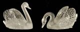PAIR OF LALIQUE CRYSTAL SWANS. SIGNED LALIQUE. GOOD. 9 1/2" H X 12" W X 7 1/2" D.