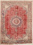 PERSIAN RED KASHAN CARPET. FLORAL DESIGN. GOOD. 10' X 13' .