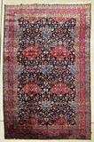 BLUE SEMI ANTIQUE KIRMAN CARPET. FLORAL DESIGN. GOOD. 8' 9" X 14' 4"