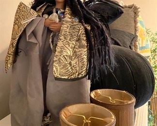 This handmade figurine or doll is representative of a Native American woman