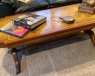 large and long leather top coffee table