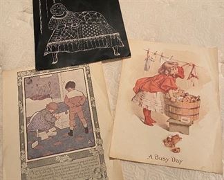 old nursery rhymes for framing and a hand etched piece of art
