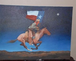Texas pony rider. This is his original painting of the subject. We also have a nicely framed print.
