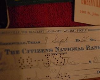 Greenville check to Garland Trotter from Bill Pemberton