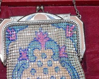 Whiting and Davis enameled mesh purse.