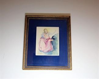 Dali Color Woodblock "Beatrice Resolves Dante's Doubts" from the Divine Comedy Signed in the Block,