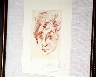 Dali Original Etching Signed & Numbered "42 / 150" "Portrait of Chagall"