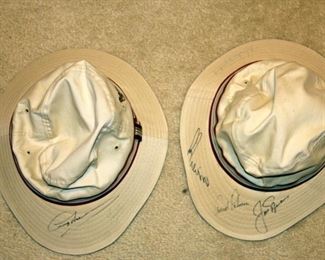 Hat Autographed by Jack Nicklaus, Arnold Palmer and Lee Trevino, Another Hat Autographed by Greg Norman