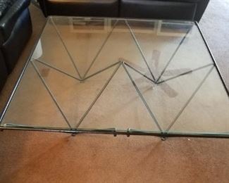 Mid Century Modern wrought iron coffee table,  in style of Paolo Piva. 