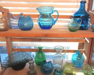 Part of the Blenko glass collection (plus a couple of other art glass pieces)