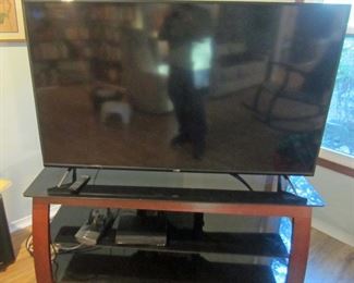 60 inch Vizio TV, stand, and DVD player