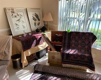 Audubon prints, Oriental rugs, vintage Lane cedar chest.