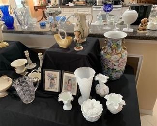 Fenton white hobnail, Lenox, etc.