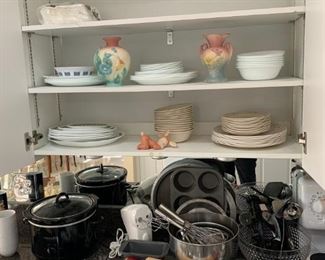Corelle, Hull Art pottery, bakware, cookware, etc.