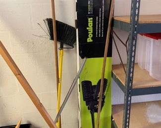 Electric pole saw, brooms, etc.