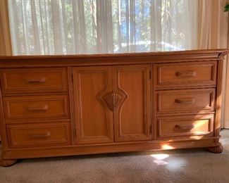 Bernhardt triple dresser matches armoire both solid wood. You will need a truck & some strong men to move them.