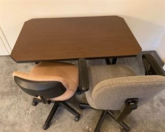 Office Table and Two Office Chairs
