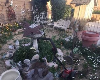 Plants, pots, patio furniture, lighting, storage, yard art and so much more. 