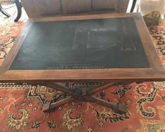 Vintage Isiah Jefferson Nautical Wood and Slate Table