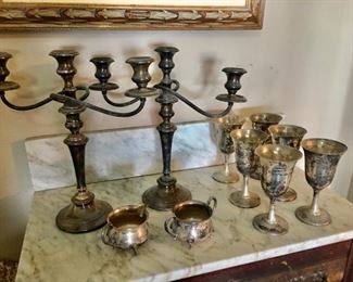 Sterling Silver - Gorham Candelabras, Wallace Goblets