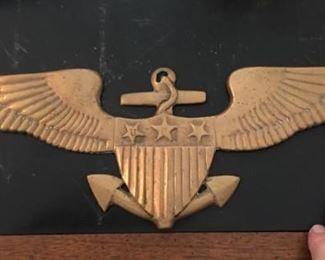 USN large brass wall plaque