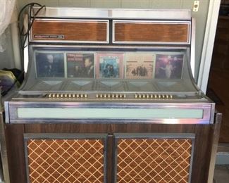 Vintage Jukebox w/Records & Labels