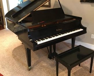 BABY GRAND PIANO. Beautiful eight foot Baldwin baby grand piano and bench. (W 65”, H 37”, D 56”) About 65 years old, seasoned and played often. Has a softer, gentler action which makes it easy to play and gives it a beautifully rich sound. Was tuned about six months ago. Recently appraised at $5,000. Sell for $3,300. Comes with tuning fork. CASH ONLY.