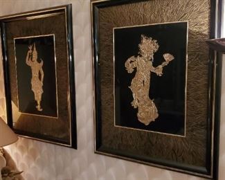 Large Chinese framed art pieces