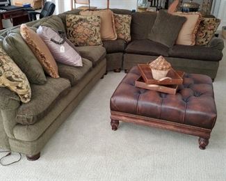 Hancock and Moore Sectional Sofa, Large leather ottoman