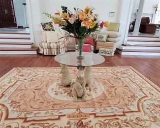 Rabbit Table, Needlepoint area rug