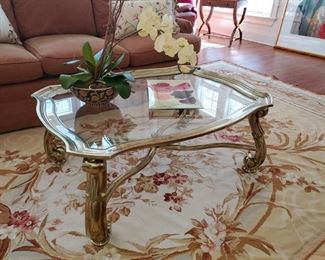 Lebarge Coffee table, Needlepoint Rug