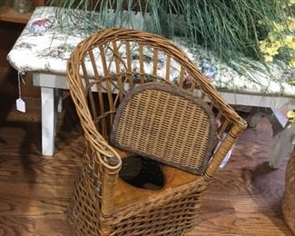 vintage rattan potty chair