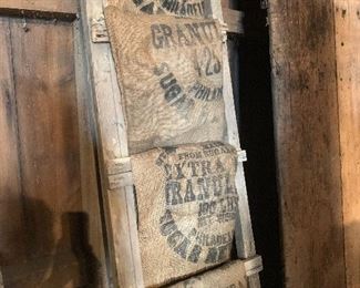 Old burlap sugar sacks