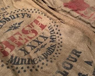 Old feed and dry goods burlap sacks