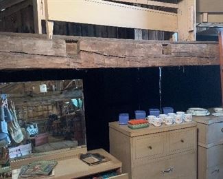 Vintage Mid Century dressers, mirror, shelf, headboard and footboard