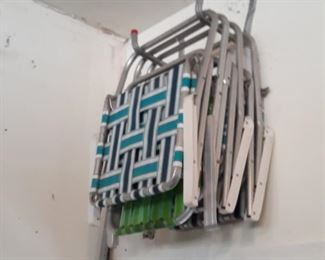 Folding lawn chairs, vintage