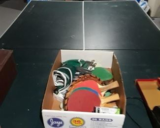 Ping pong table with supplies