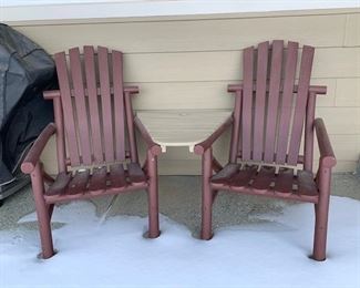 Adirondack  tandem benches with attached center table