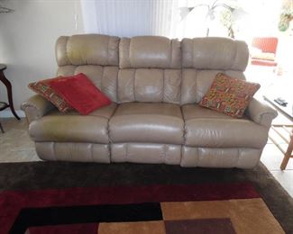 Leather Sofa with reclining End Seats by Lazyboy