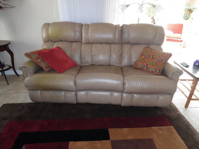 Leather Sofa with reclining End Seats by Lazyboy