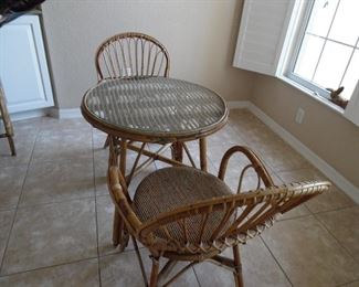 Cane Bistro Set, 3 Pieces.