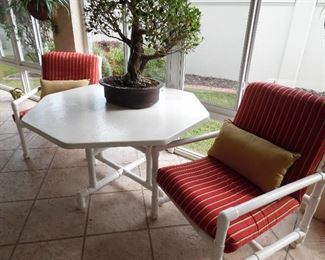 Patio Table with 4 Chairs & Cushions.  Bonsai Tree is not for sale