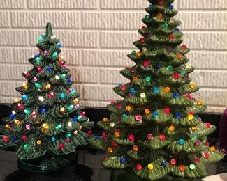 Med. and Large Vintage ceramic Christmas trees
